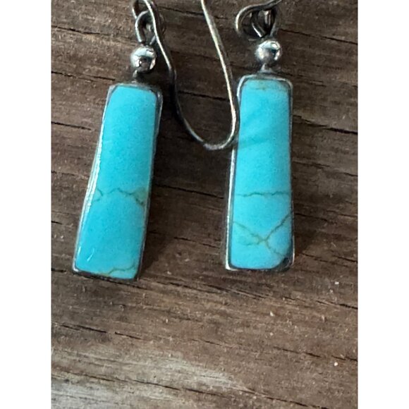 Turquoise & Sterling Silver Dangle Earrings - Picture 1 of 7